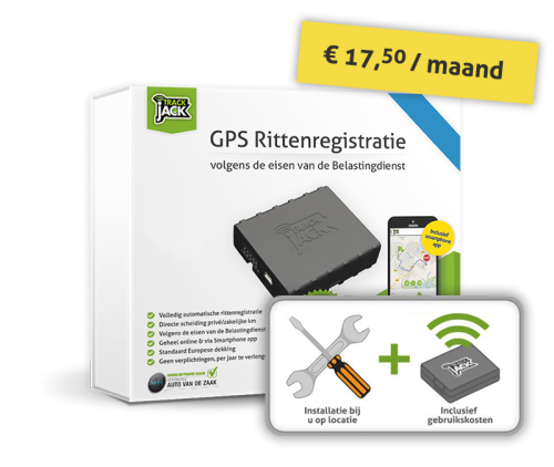 TrackJack PRO Fiscaal 2 all-in
Rittenregistratie volgens de eisen van de Belastingdienst, voor een vast bedrag per maand